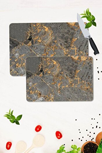Saban Set of 2 30x40 Cm and 20x30 Cm Model 62 Patterned Glass Cutting Plate and Stove Protection