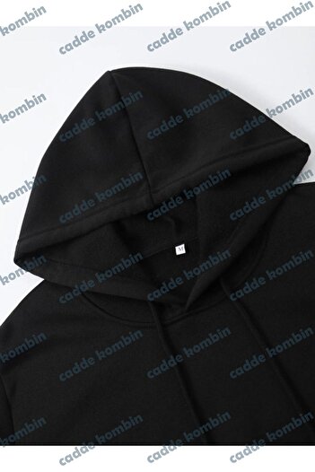 caddekombin Paris Printed Unisex Black Oversize Hoodie