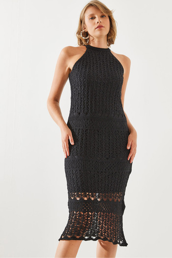 Bianco Lucci Openwork Women's Knitwear Dress - Lined, Model No:20246117
