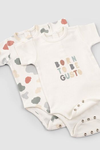 Little Gusto 2 Pieces Short Sleeve Organic Cotton Baby Body Set Animal Pattern