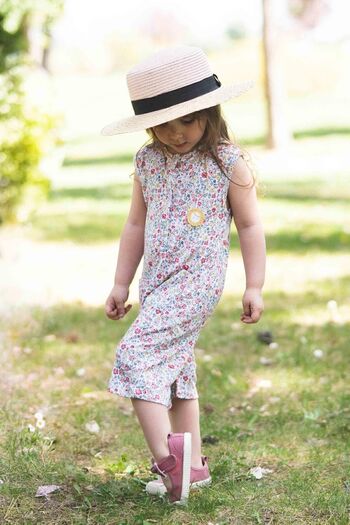 Little Gusto Bamboo Floral Patterned Sleeveless Shorts Jumpsuit