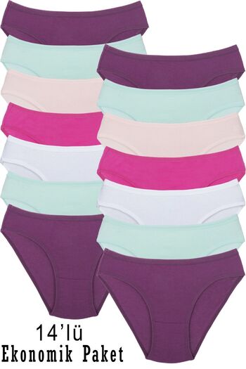 Humaone Economical Mixed Color Pack of 14 Cotton Bikini Cut Panties