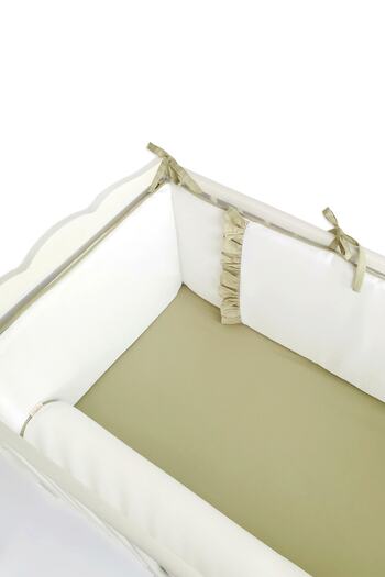 Piamom Baby Crib Frilly Bumper/side Protection Set 60x120 Off White-green