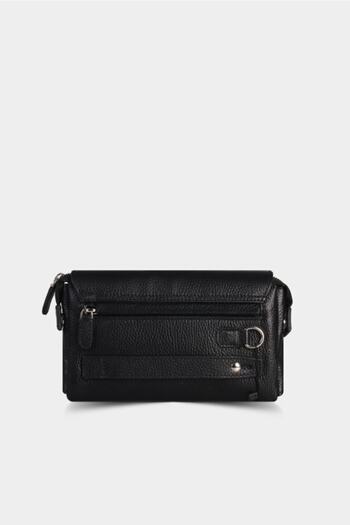 GUARD Black Placket Leather Handbag