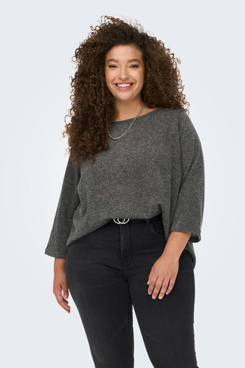 Only Carmakoma LDS Jersey - 3/4 Sleeve, Zipper Detail Light Color Hemline Dried