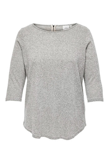 Only Carmakoma LDS Jersey - 3/4 Sleeve, Zipper Detail, Curved Hemline Blouse NML19404