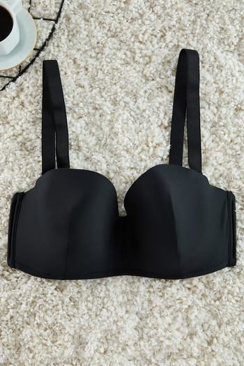 Trendyol Curve Black Removable Thick Rope Strap Strapless Plus Size Bra Tbbaw25Cw00007