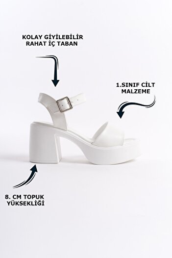 Limeo White High Side Buckle Single Stripe Open Front Skin Summer Women's Wedge Sole Sandals Shoes