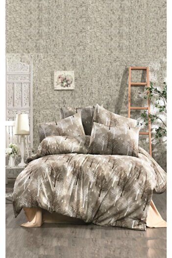 NANOSOFT Ross Brown Single Duvet Cover and Pillow Set