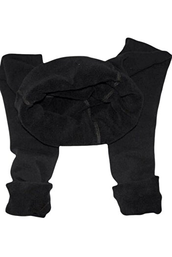 Meguca Socks Дамски черен зимен чорапогащник без крака с хавлиен чорапогащник с топлинен ефект и ликра