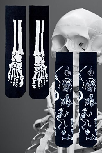 ZEYZEY MONKEY Set of 2 Skeleton Pattern Socks