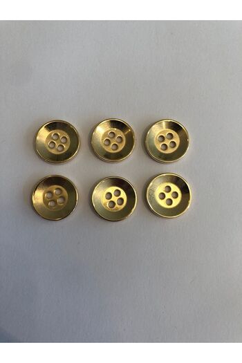 aensia Gold Gold Large Flat Perforated Classic Italian Metal Button 36 Size Buttons - Pack of 6 Buttons