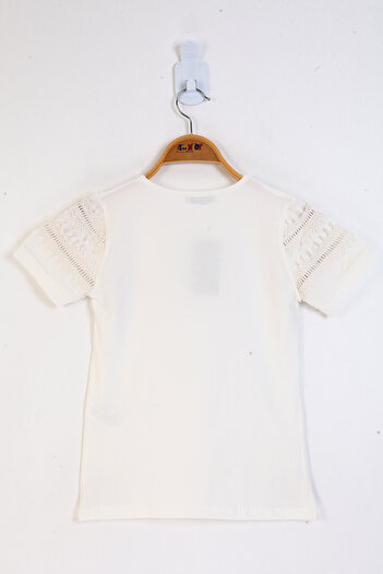 Toontoy Girl's Guipure Detailed T-Shirt