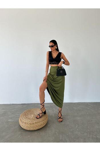 Fiori Scuba Flared Skirt with Elastic Waist