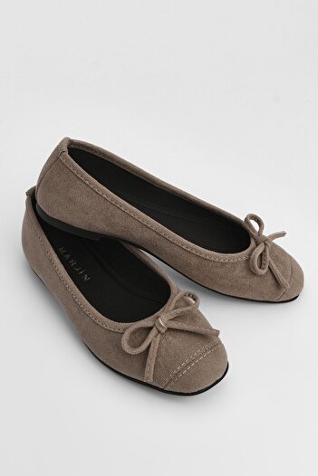 Marjin Women's Bow Ballerina Flats Rodek Mink Suede