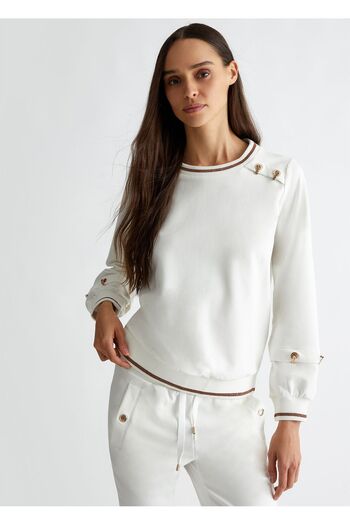 Liu Jo White Chain Detailed Women's Sweatshirt - Tf4092fs090-10607