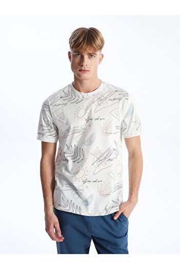 LC Waikiki LCW Men's Combed Cotton T-Shirt - Crew Neck, Short Sleeve, Printed