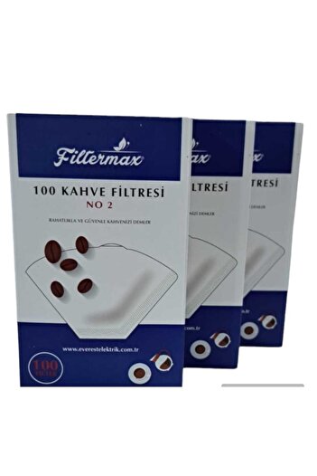 Filtermax 2 Numara Filtre Kahve Kağıdı (3 Paket X 100 beyaz)