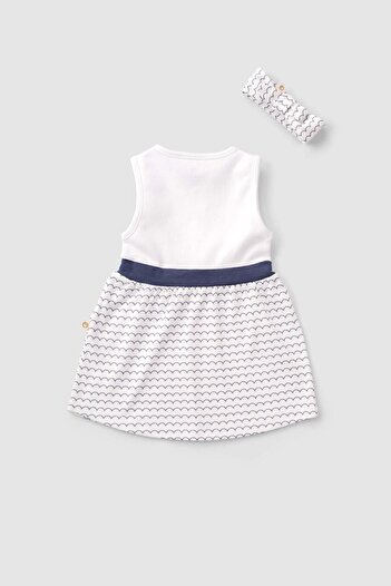 Little Gusto Organic Cotton Baby Dress and Headband Set Wave Pattern