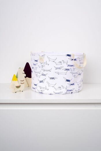 Little Gusto Organic Cotton Large Size Toy Basket with Handle Paw 25x35 cm