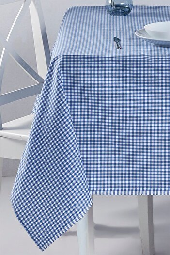 Denizli Concept Față de masă Blue Gingham 170x220cm - Potrivită pentru utilizare zilnică și în grădină