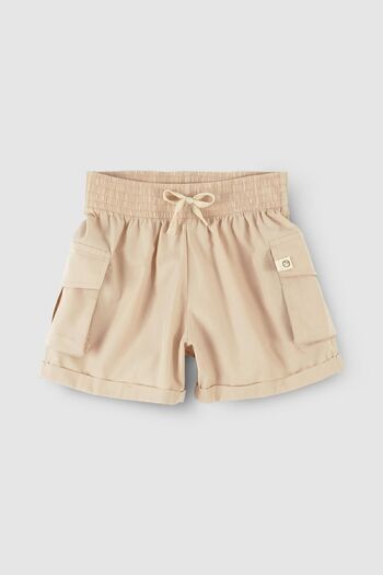 Little Gusto Beige Colored Children's Shorts - Cargo Pocket and Organic Cotton