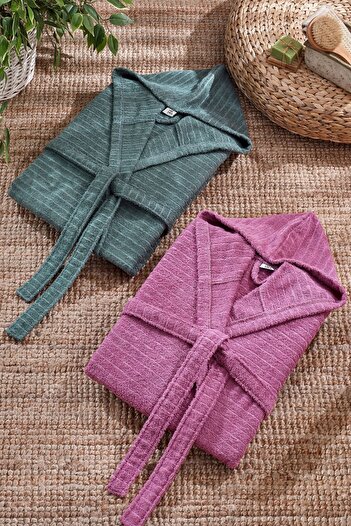 Casnack Σετ μπουρνούζι Quina Plum Green Hooded Oversize