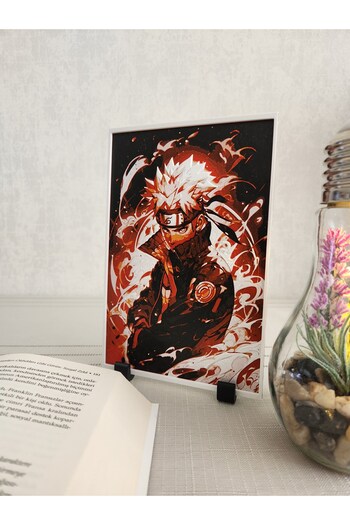 ALTINDAL Home Ateş Saçan Naruto Uzumaki Kabartmalı 3D Renkli Tablo + Stand Hediye Dekor Dekorasyon ALTINDAL Home