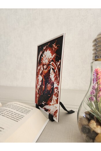 ALTINDAL Home Ateş Saçan Naruto Uzumaki Kabartmalı 3D Renkli Tablo + Stand Hediye Dekor Dekorasyon ALTINDAL Home