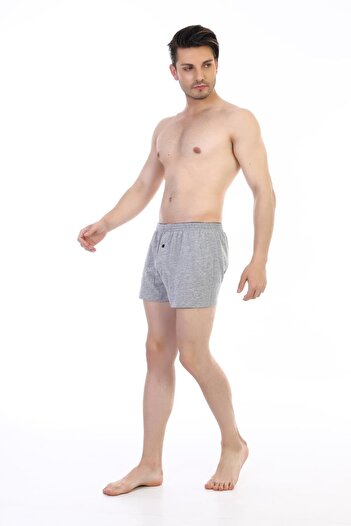 Çift Kaplan Erkek Penye Gri Melanj Boxer 0805