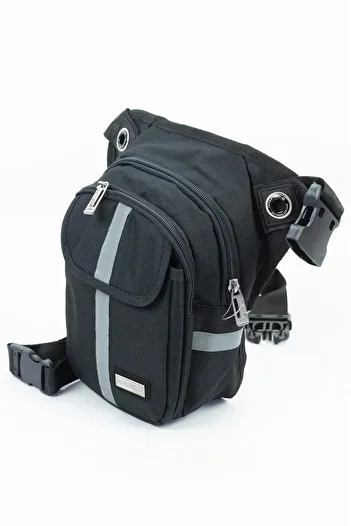SEVENTEEN Gray Waterproof Velcro Black Waist Leg Motorcycle Courier Bag - 4963