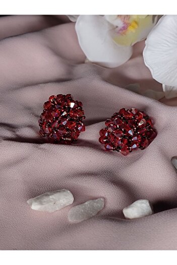 Yonga Moda Engagement Henna Earrings - Crystal Bead Detailed Ball