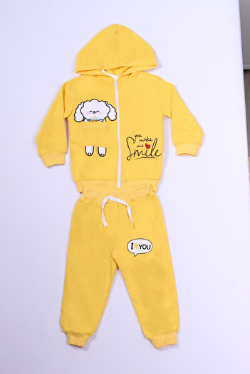 HÇM 3-Piece Set for Girl - Dog Print, Hoodie and Zipper B66