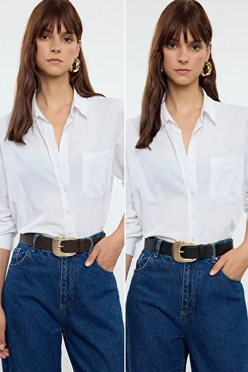 Trendyol Collection 2 db fekete-barna csatos bőr Look Twoaw25ke00005 csomag