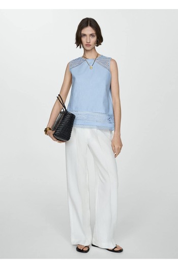 MANGO Woman Bluza din bumbac brodata