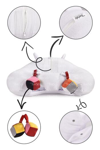 TOKKO White Anti-Tipping Baby Seat - Baby Sitting Support Cushion with Toys