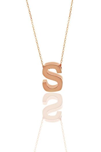 Söğütlü Silver Gümüş Rose Üç Boyutlu Minimal S Harf Kolye Sgtl11182-s