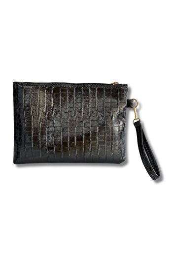 Vip Home Concept Market Ürünleri Жіноча чорна сумочка з крокодилячим візерунком на ремінці Clutch Vip Home Bags