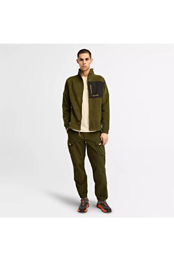 Timberland Men's Fleece Jacket - Polartec Mix Media, Full Zip, Green-M Tb0A6Y 563021