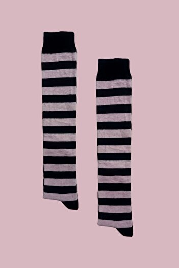ZEYZEY MONKEY Black Powder Striped Knee High Socks