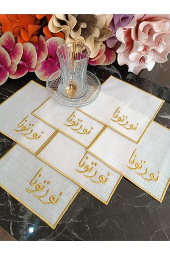 LASETU 6 Pieces of Welcome to the Sefa Arabic Written Cocktail Napkin - Coffee Side, Tea Cup Pad