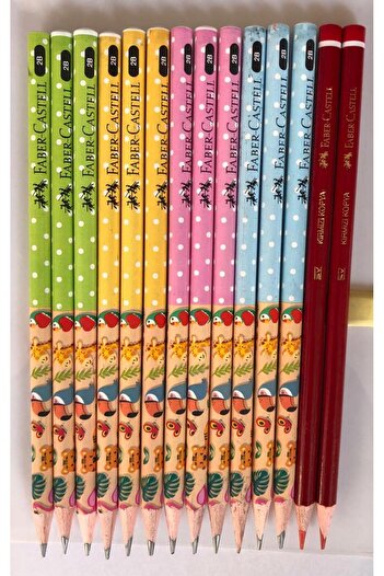 Faber Castell Cute Friendly Round 2B Pencil - 12 Pieces + Fc. Red Copy Pen - 2 Pieces