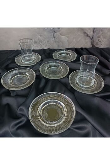ALMARANDİ 6-Piece Patterned Glass Tea Plate