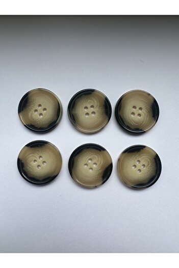 aensia Camel Brown Black Marble Marble Pattern Design Button Plain Polyester Button 40 Size Buttons - Pack of 6