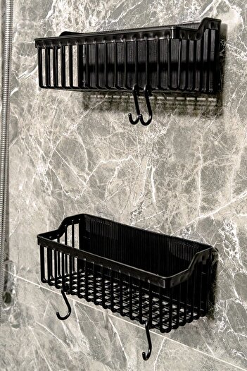 safestore 2 Pack Organizer μπάνιου - Αυτοκόλλητο ράφι ντους και θήκη σαμπουάν Πλαστική οργάνωση
