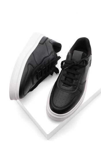 Marjin Men's Sneaker High Sole Lace-Up Sports Shoes Azka Black