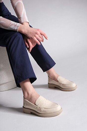 Marjin Women's Loafer Daily Classic Shoes Casual Moccasin Fondle beige