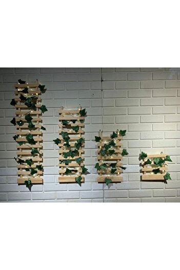 MSAĞWOODS Peri Ledli Ahşap Çamağacı Saksı Sarmaşıklı Standı Çiçeklik Kış Bahçesi Balkon Dekor Yapay Çiçek