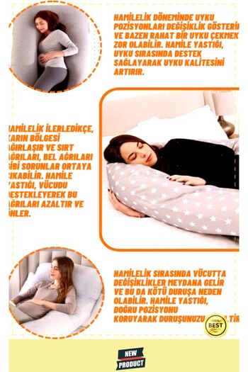 OMZ Gray Removable Covered Full Body Pregnancy Pillow - Pregnancy Support Cushion