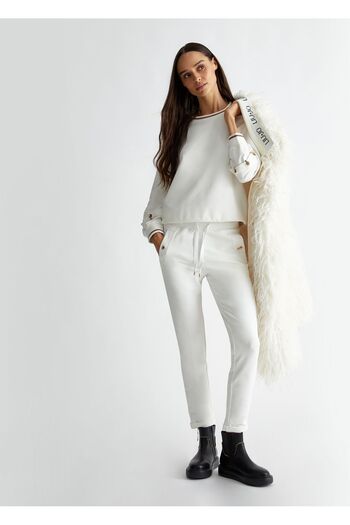 Liu Jo White Chain Detailed Women's Sweatshirt - Tf4092fs090-10607